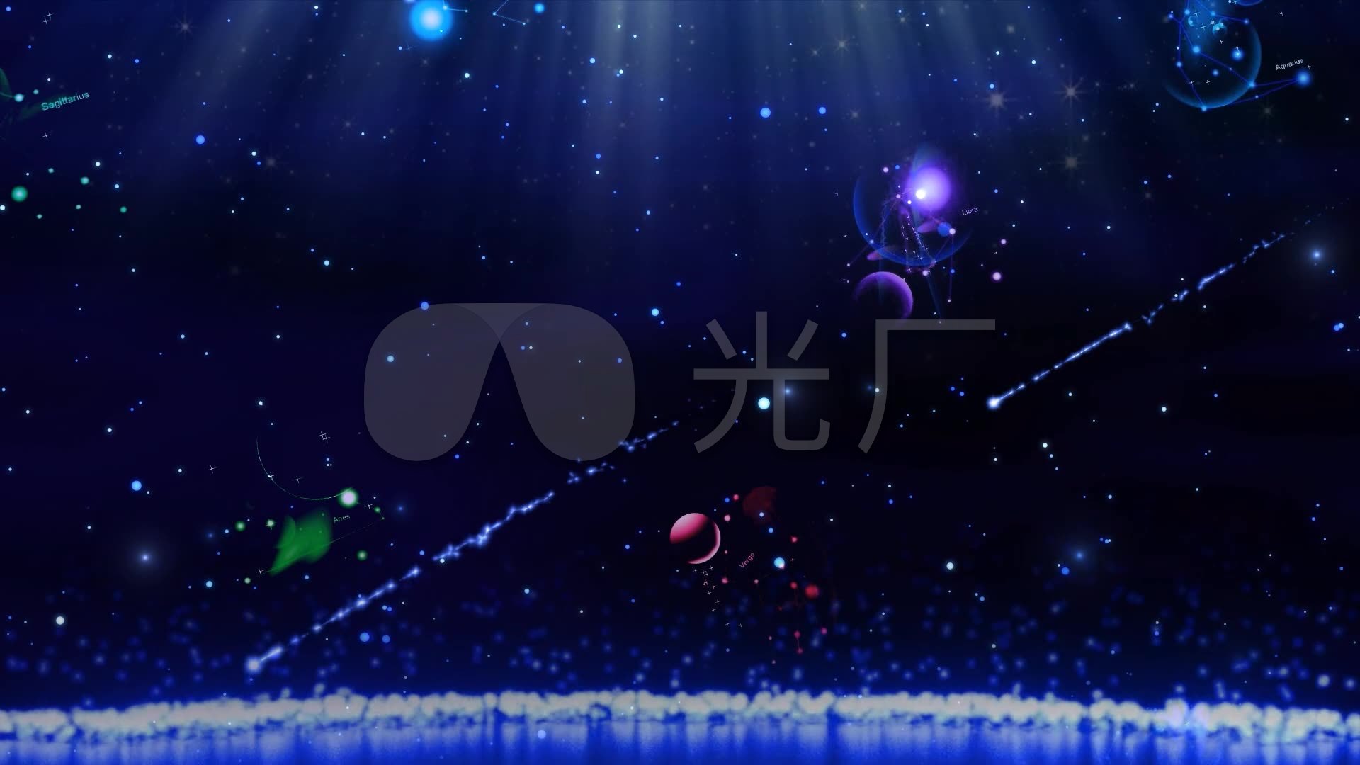 梦幻星空流星雨星座高端婚礼led背景视频_1920x1080