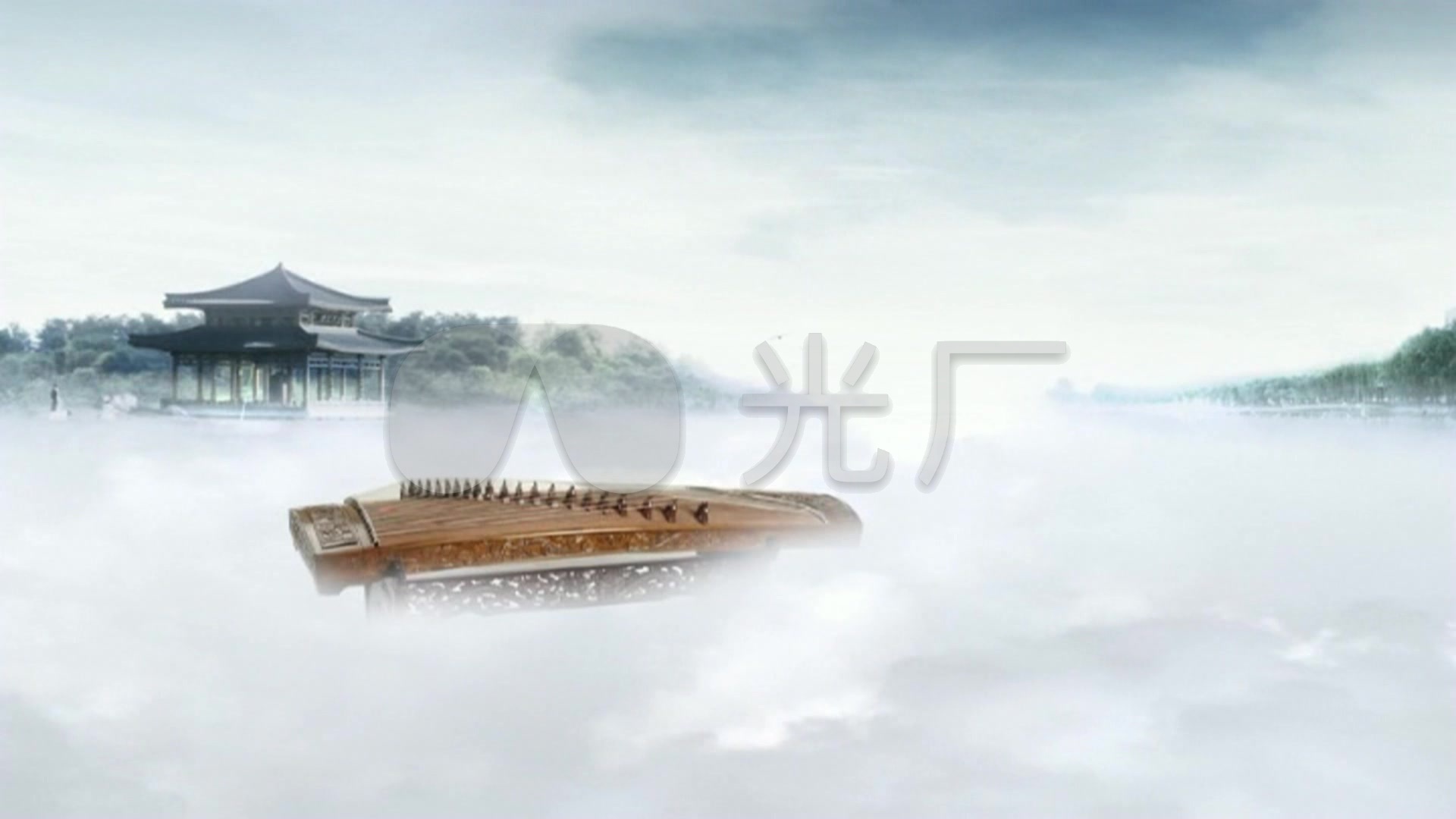 中国风水墨古典乐器古筝背景_1920x1080_高清视频素材