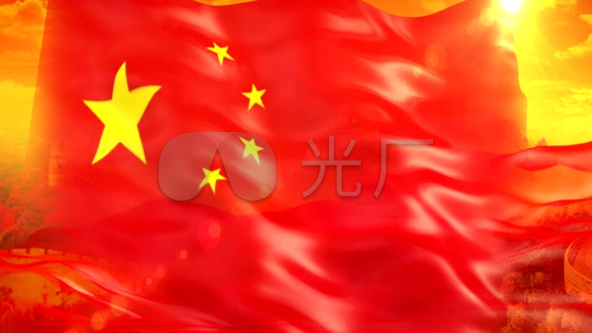 主旋律:迎风飘扬的国旗_1920x1080_高清视频素材下载