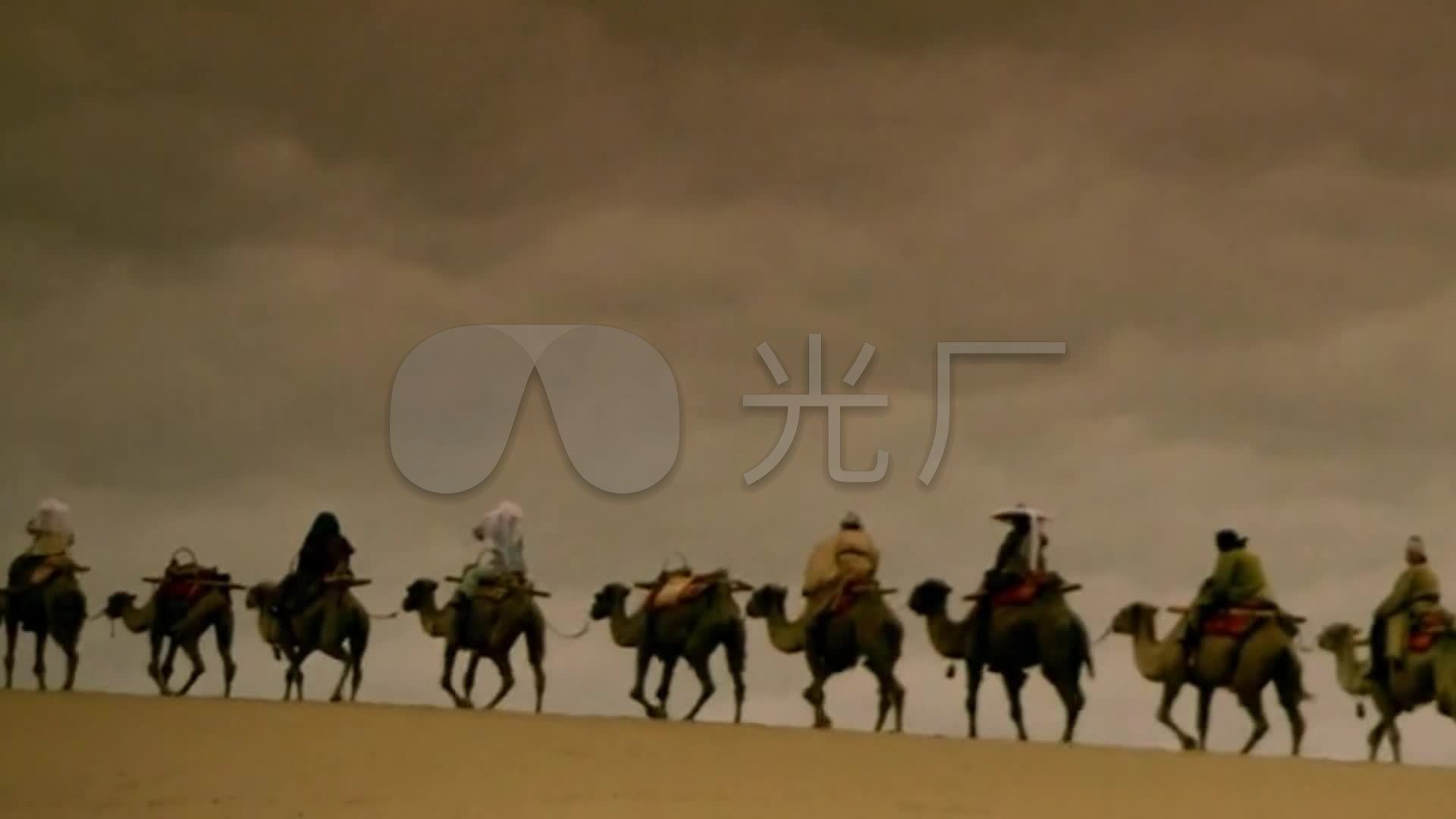 中国文化丝绸之路沙漠骆驼队_1920x1080_高清视频素材