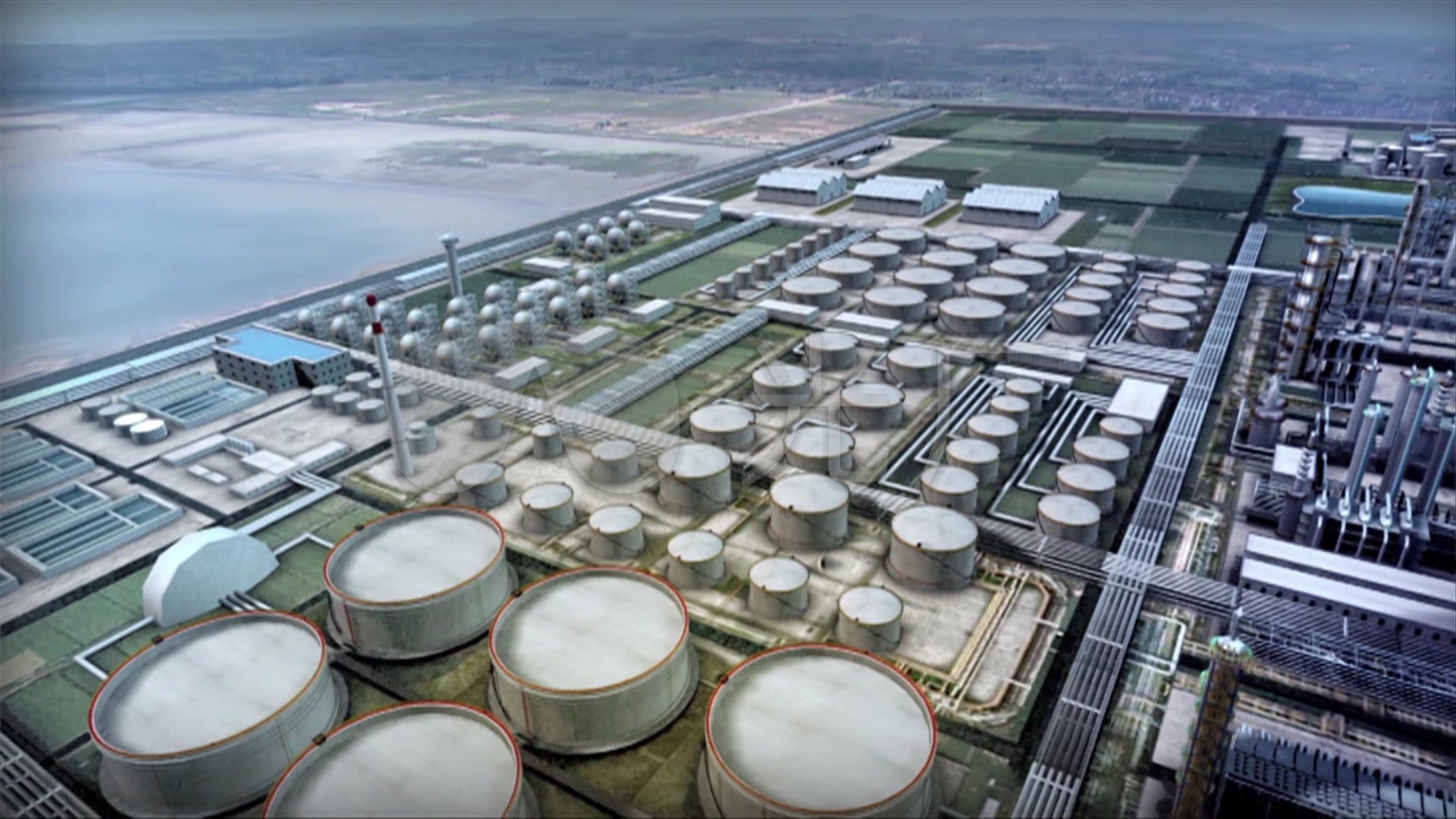 大型油库建设生长动画