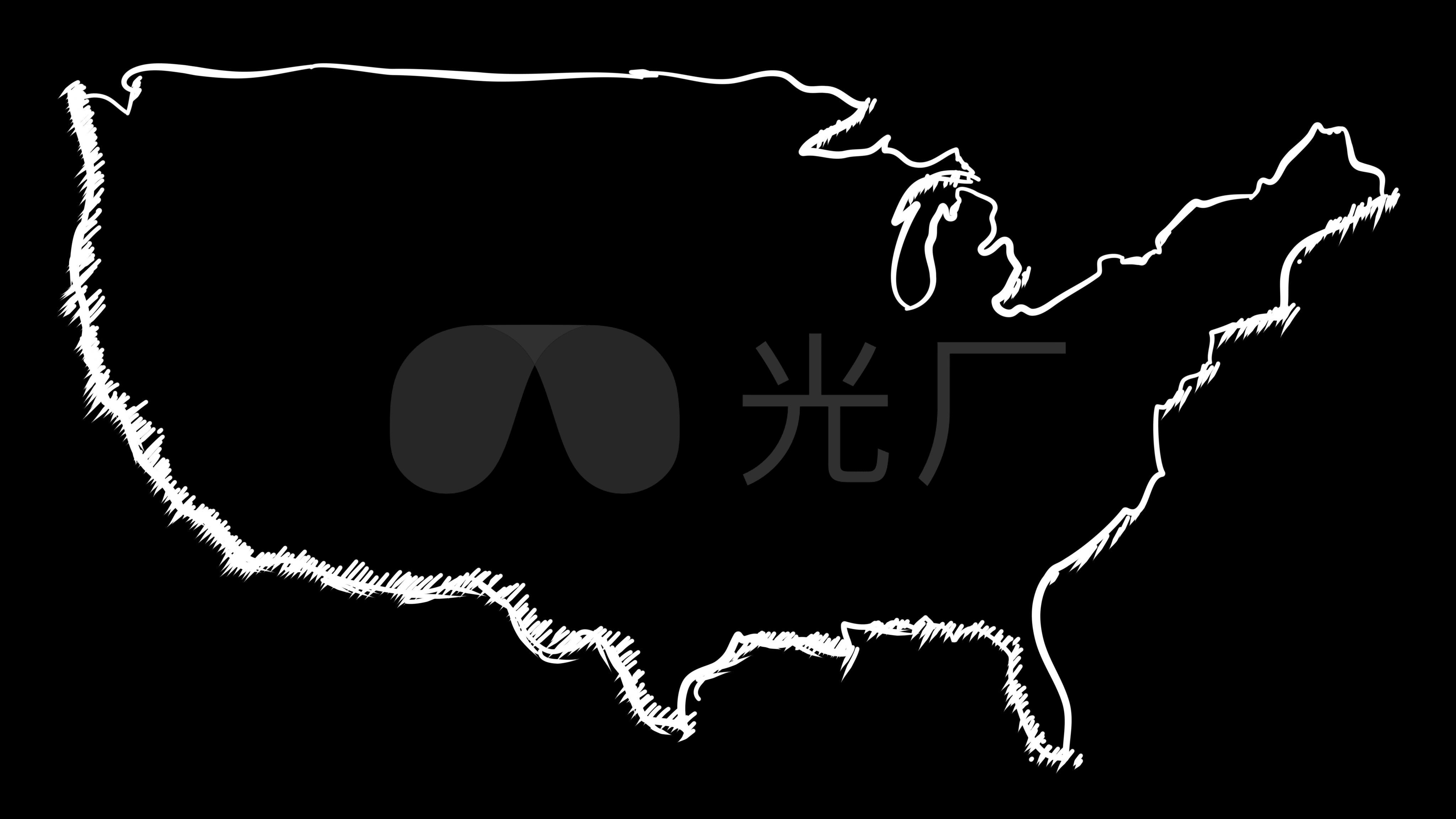 4k黑白美国地图