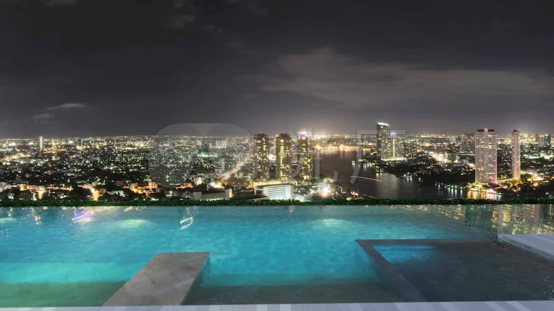 3d动画酒店无边际泳池夜景-99_1920x1080_高清视频(:)