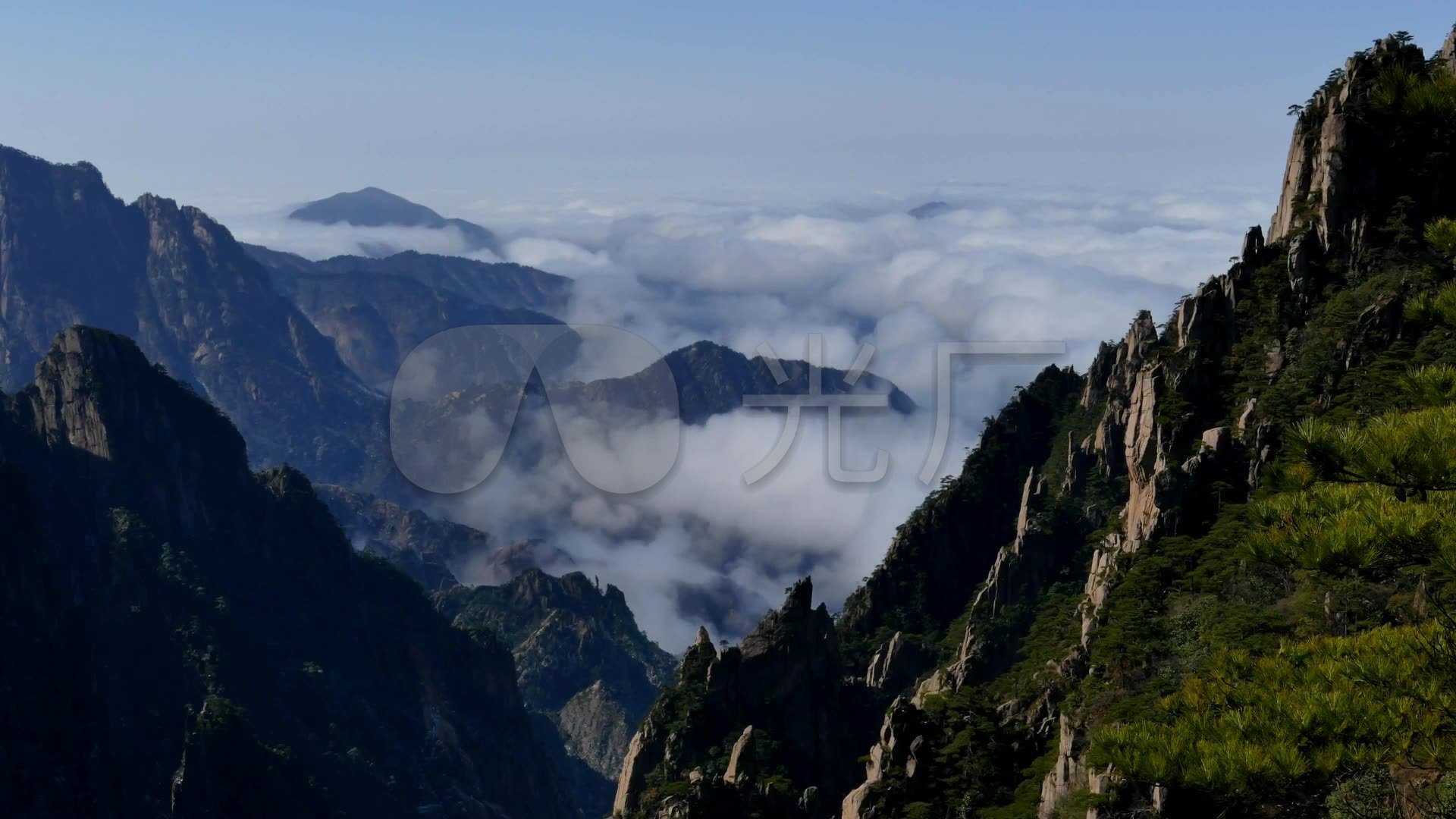 黄山大气磅礴高山云雾自然美景_1920x1080_高清视频