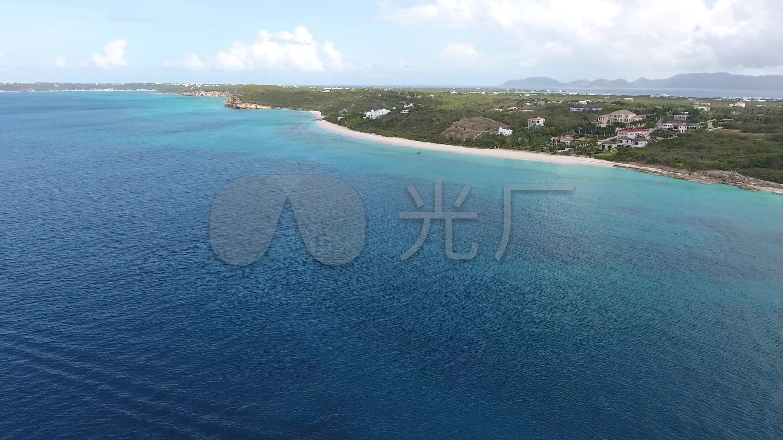 航拍加勒比海岸海滩海水游艇度假7564_2560x1440_高清视频素材下载