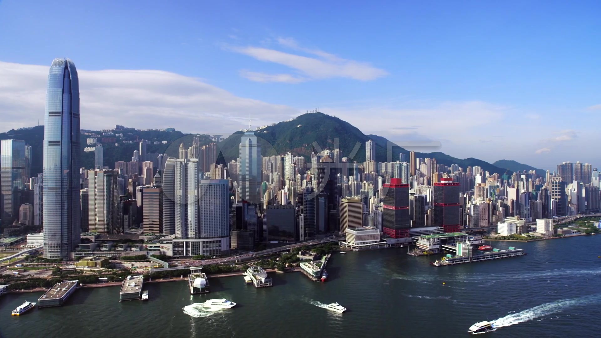 香港高楼大厦海港维多利亚湾航拍1_1920x1080_高清(:)