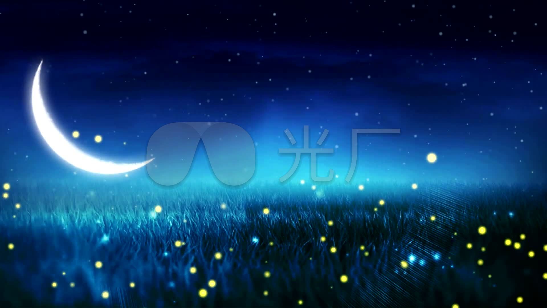 夜晚星空草地月亮_1920x1080_高清视频素材下载(编号