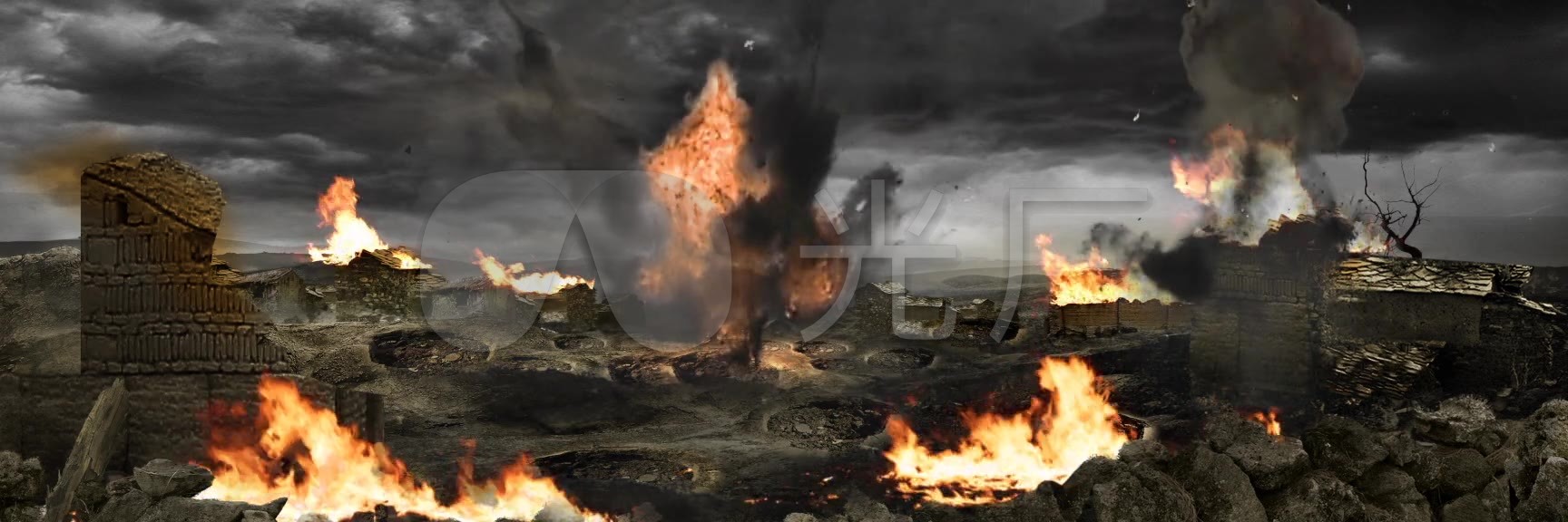 视频素材 舞台背景 场景背景 战火纷飞硝烟弥漫的战场 来自视频原始