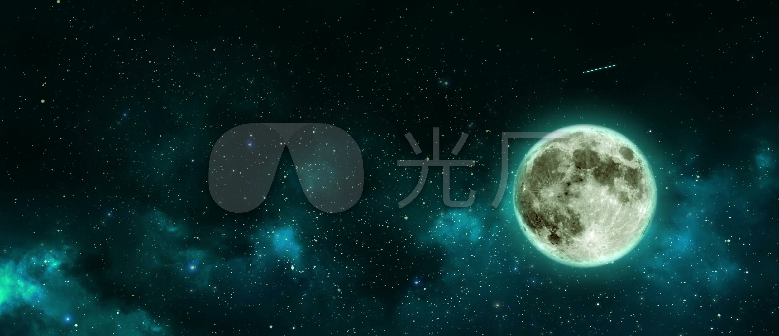 唯美繁星夜空-月亮流星划过