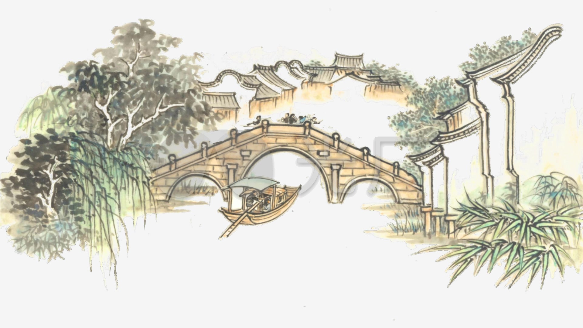 诗词意境小桥流水人家_1920x1080_高清视频素材下载