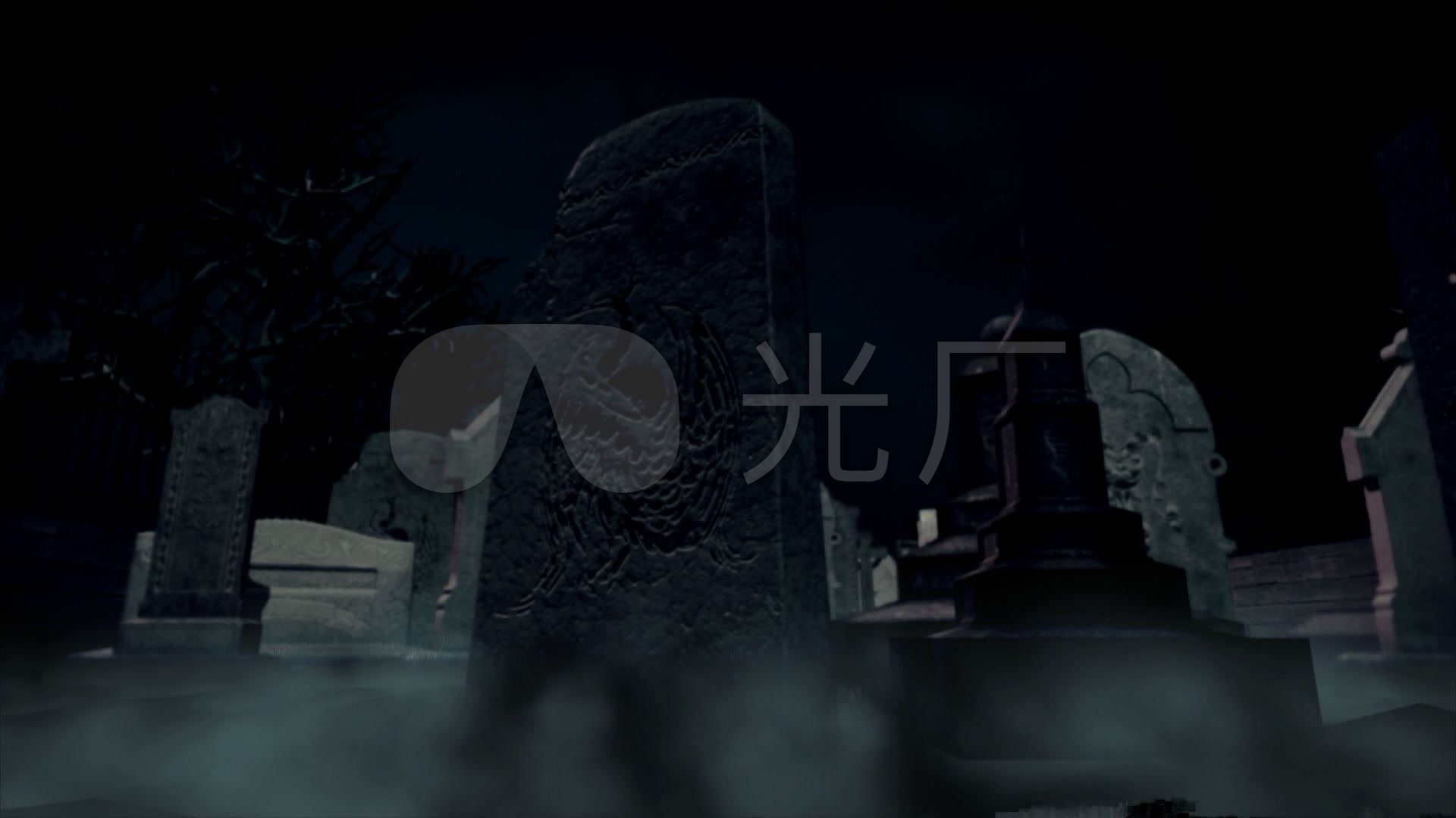 恐怖坟墓墓碑万圣节背景素材【推荐】_1920x1080_高清