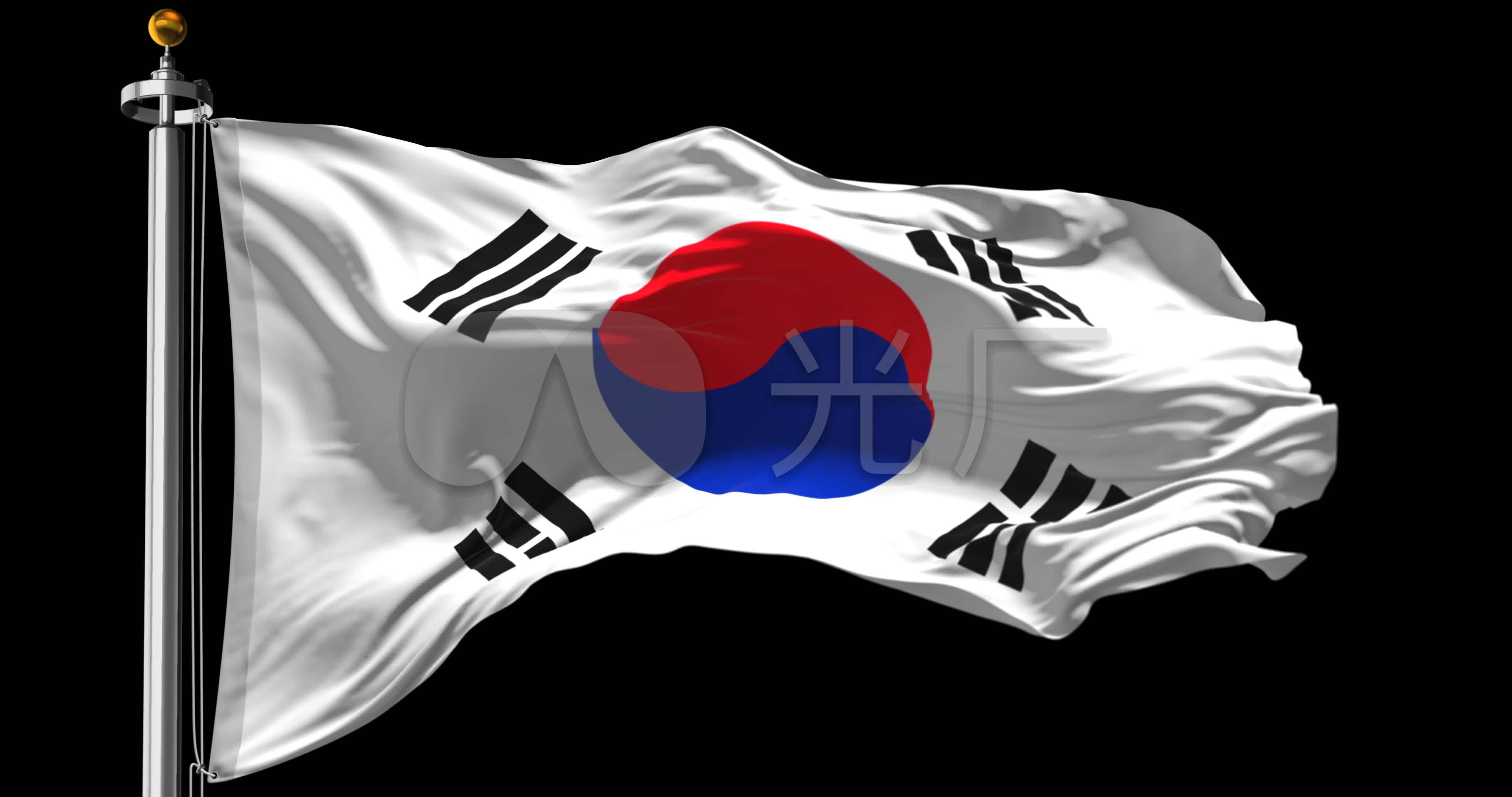 4k韩国国旗(带通道视频)_4096x2160_高清视频素材下载