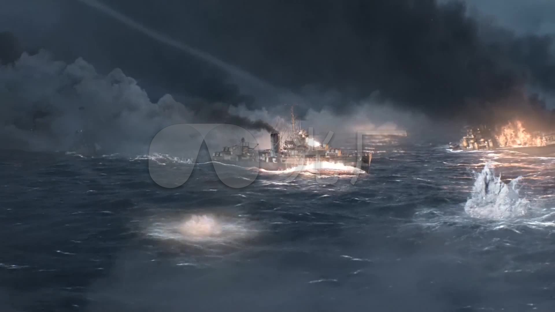 3d战舰海战_1920x1080_高清视频素材下载(编号:961066