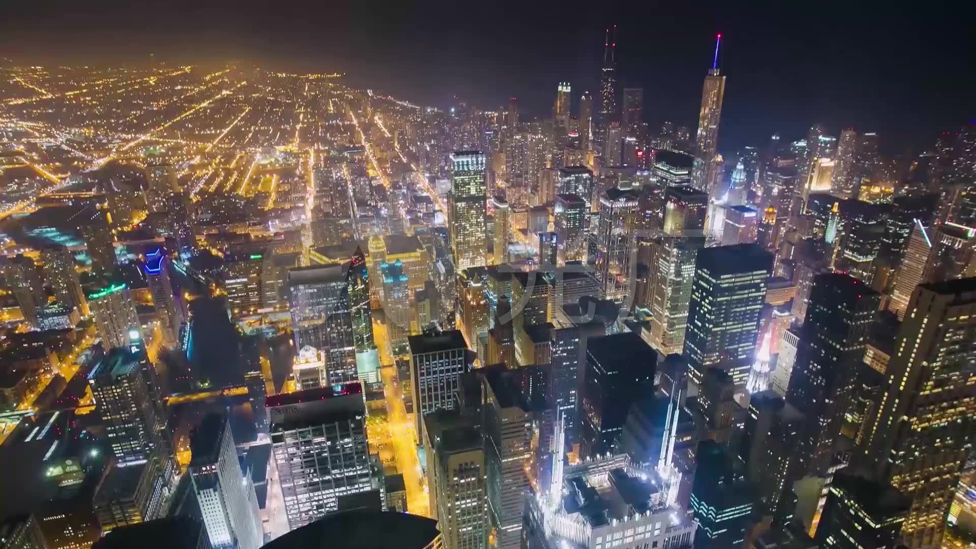 中国上海/璀璨霓虹灯夜景城市印象