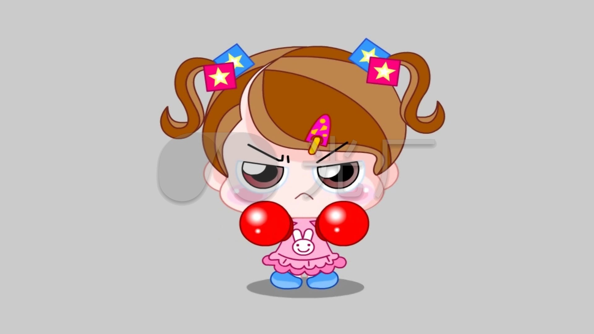 发怒暴脾气卡通小女孩