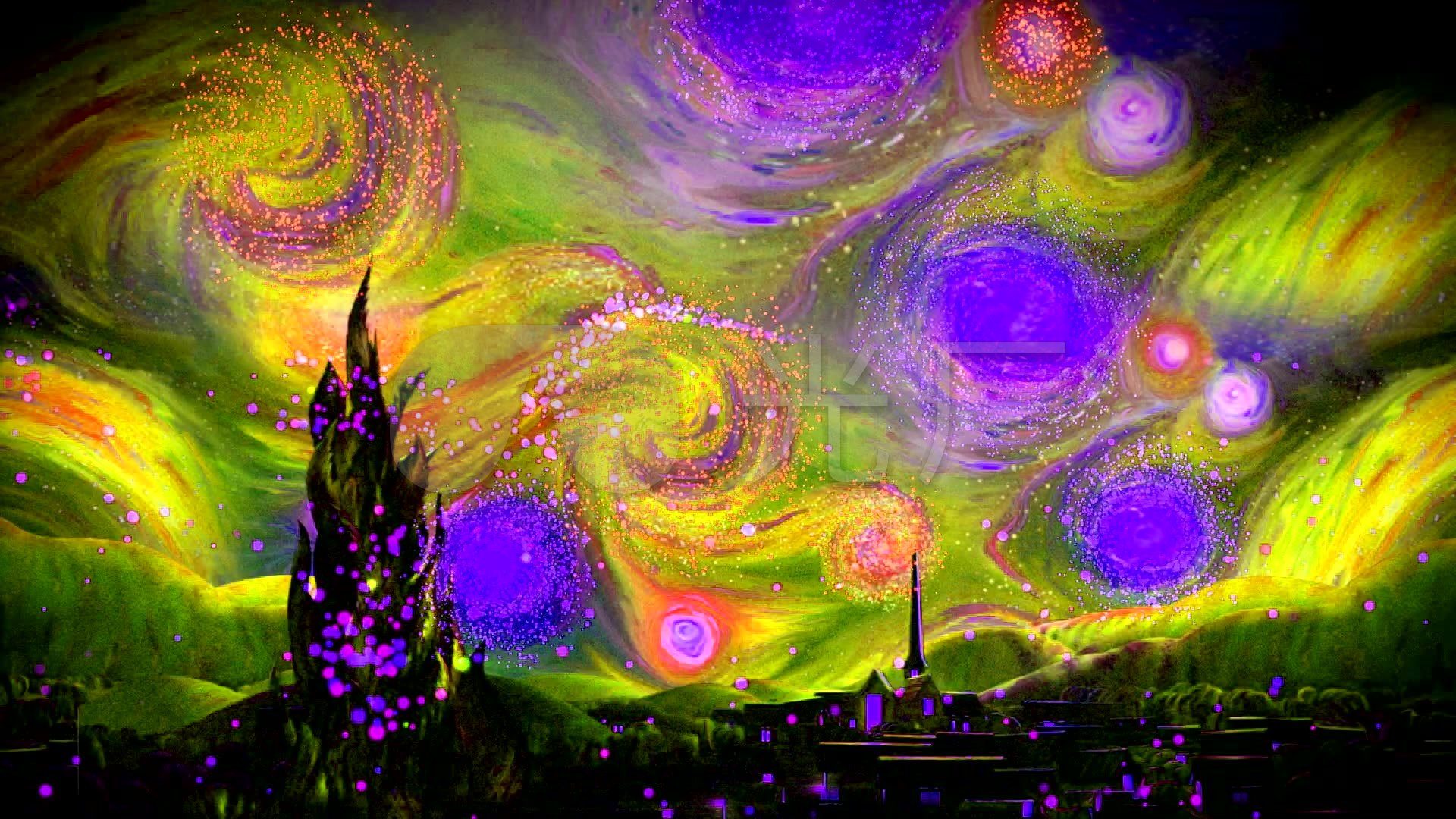 梵高星空背景_1920x1080_高清视频素材下载(编号:)