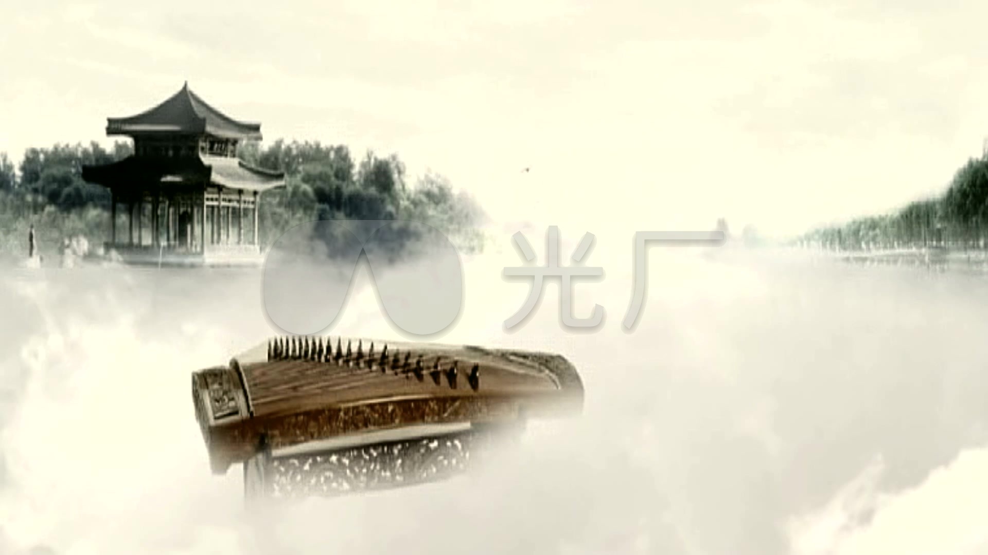 中国风水墨古筝烟雾飘动视频素材_1920x1080_高清视频