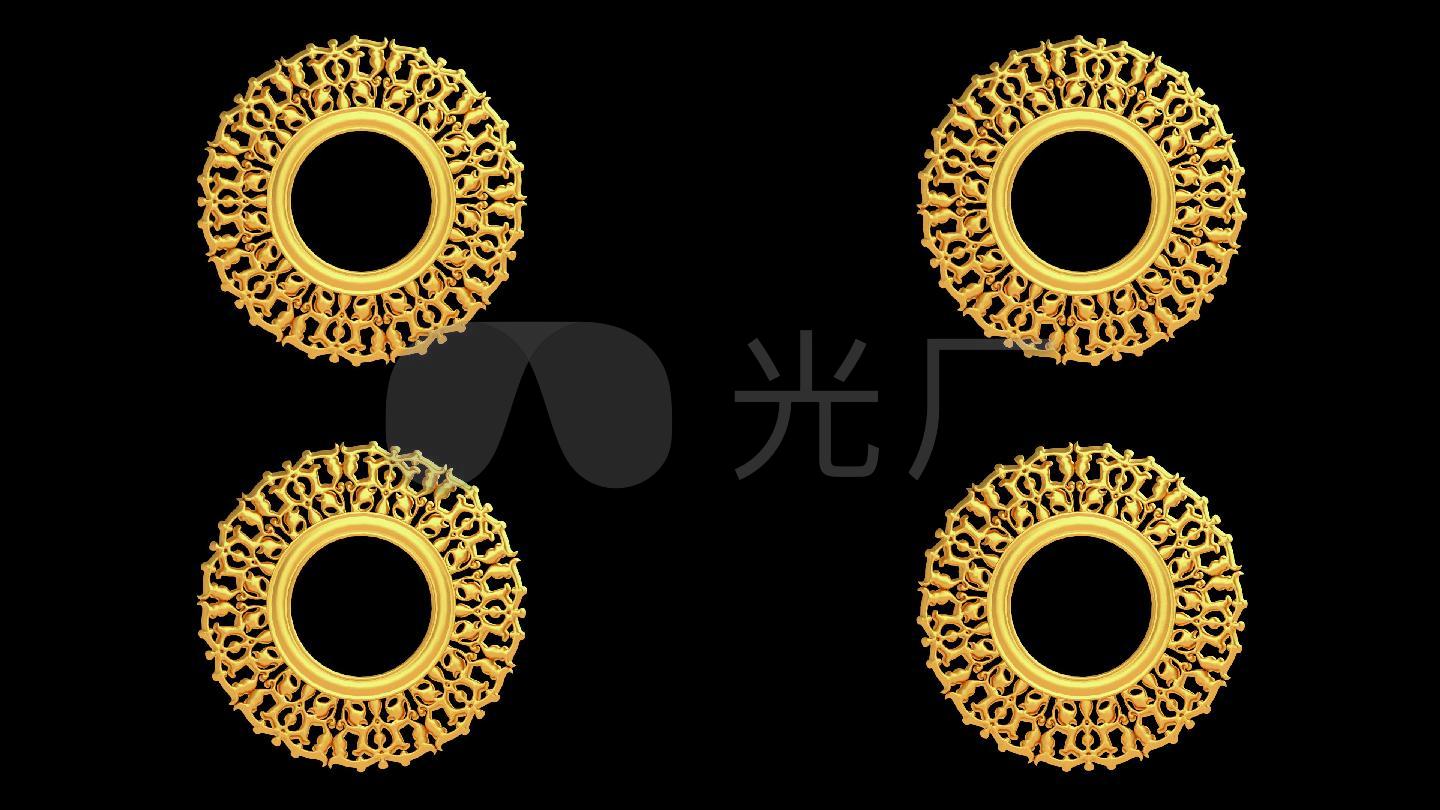 无限循环金色光圈旋转中式图案黄金圆圈带通道