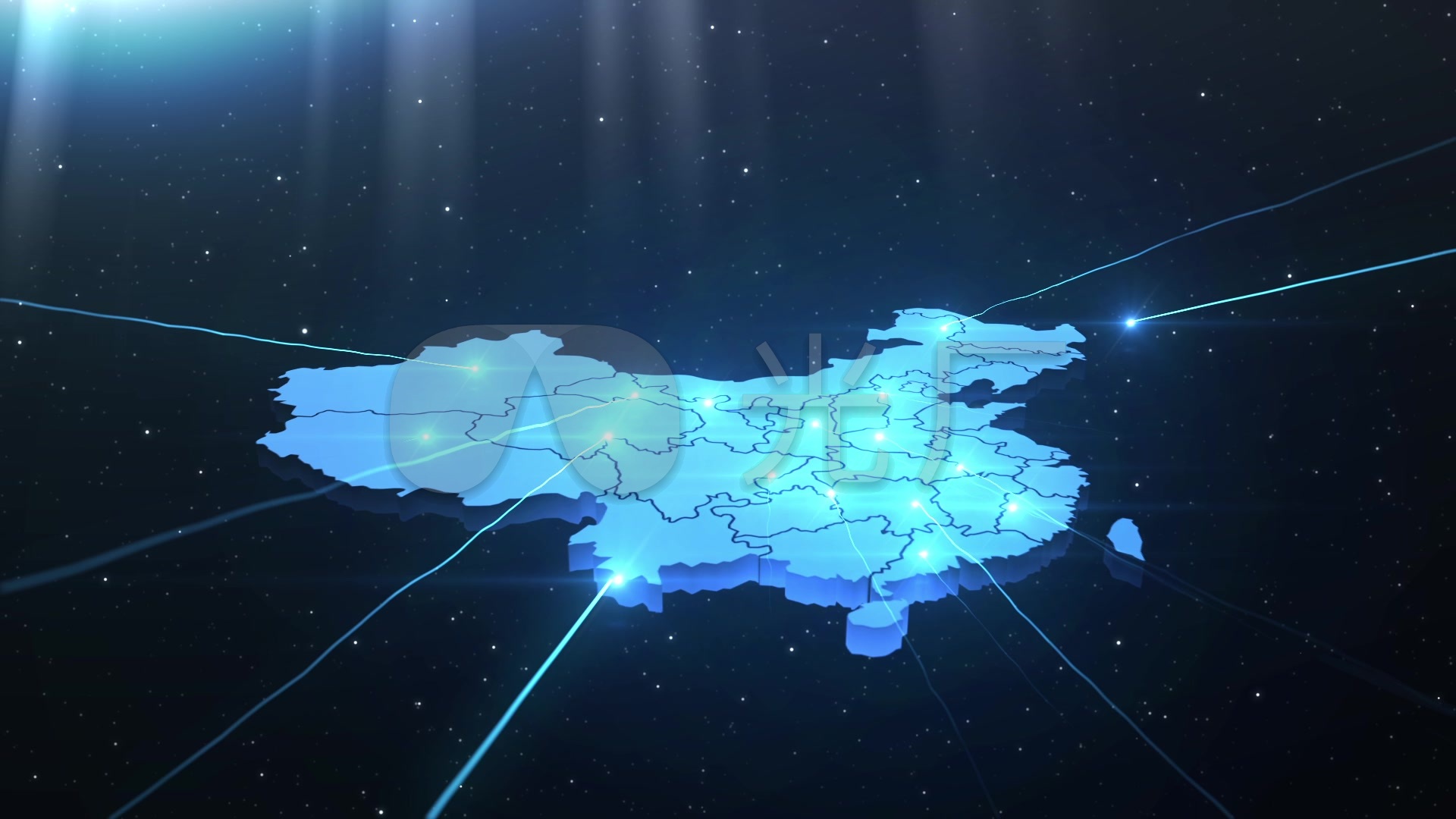大气蓝色光线飞入地图企业商业布局全中国_1