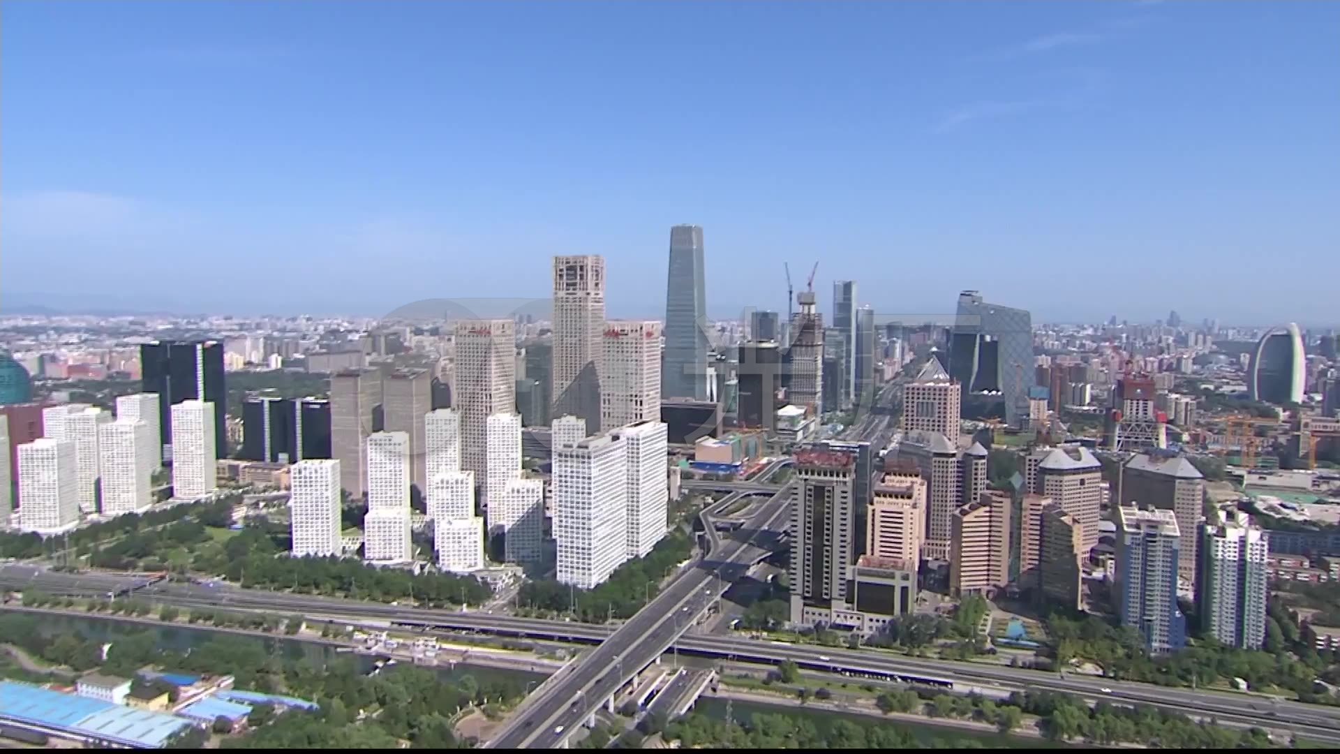 航拍北京天安门大街央视大楼现代建筑群