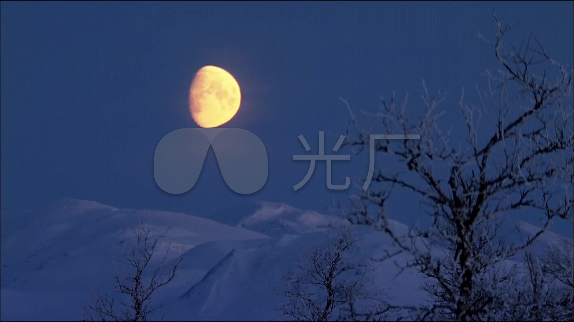 冬季寒夜雪夜雪山月夜_1920x1080_高清视频素材下载