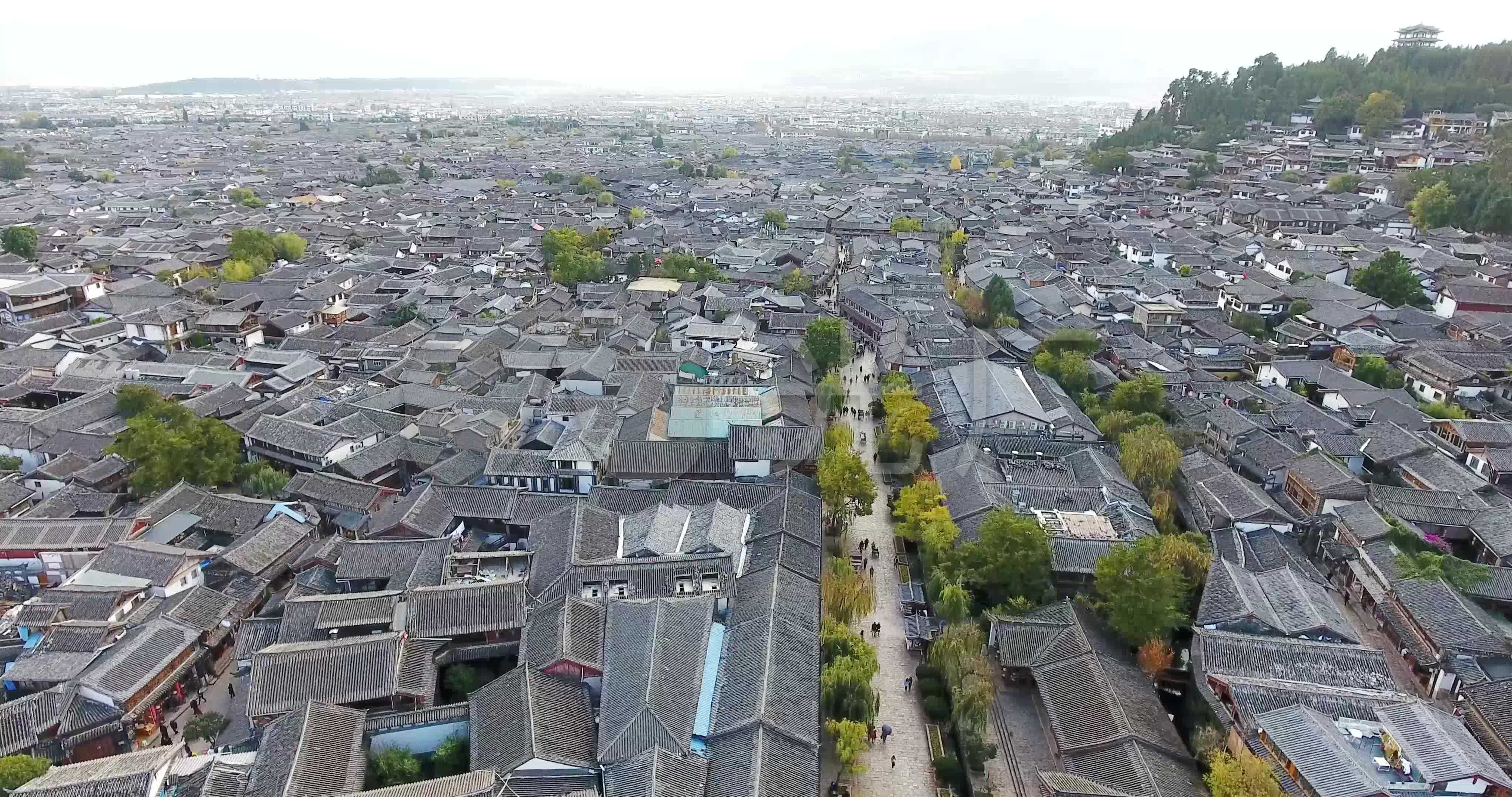 丽江古城航拍_4096x2160_高清视频素材下载(编号:)