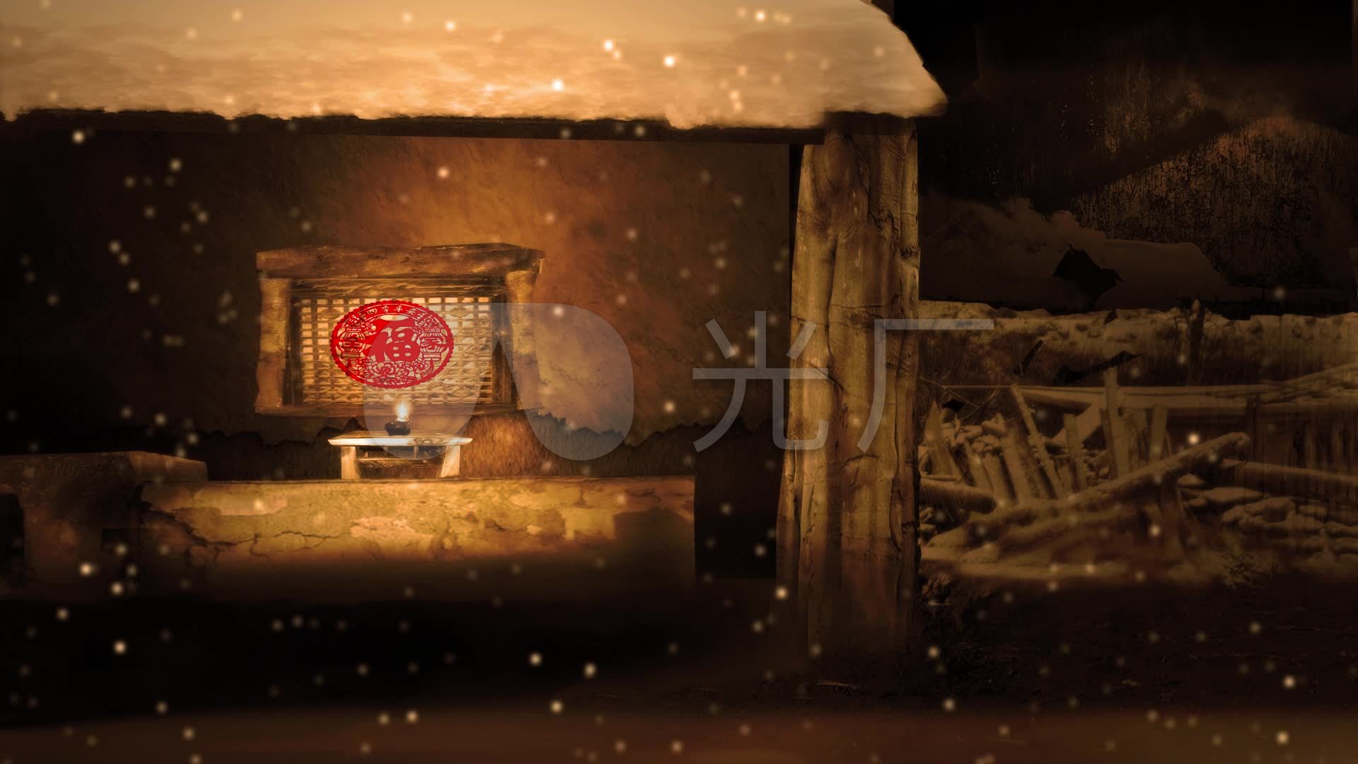 舞美诗话 白毛女场景 雪夜 背景led