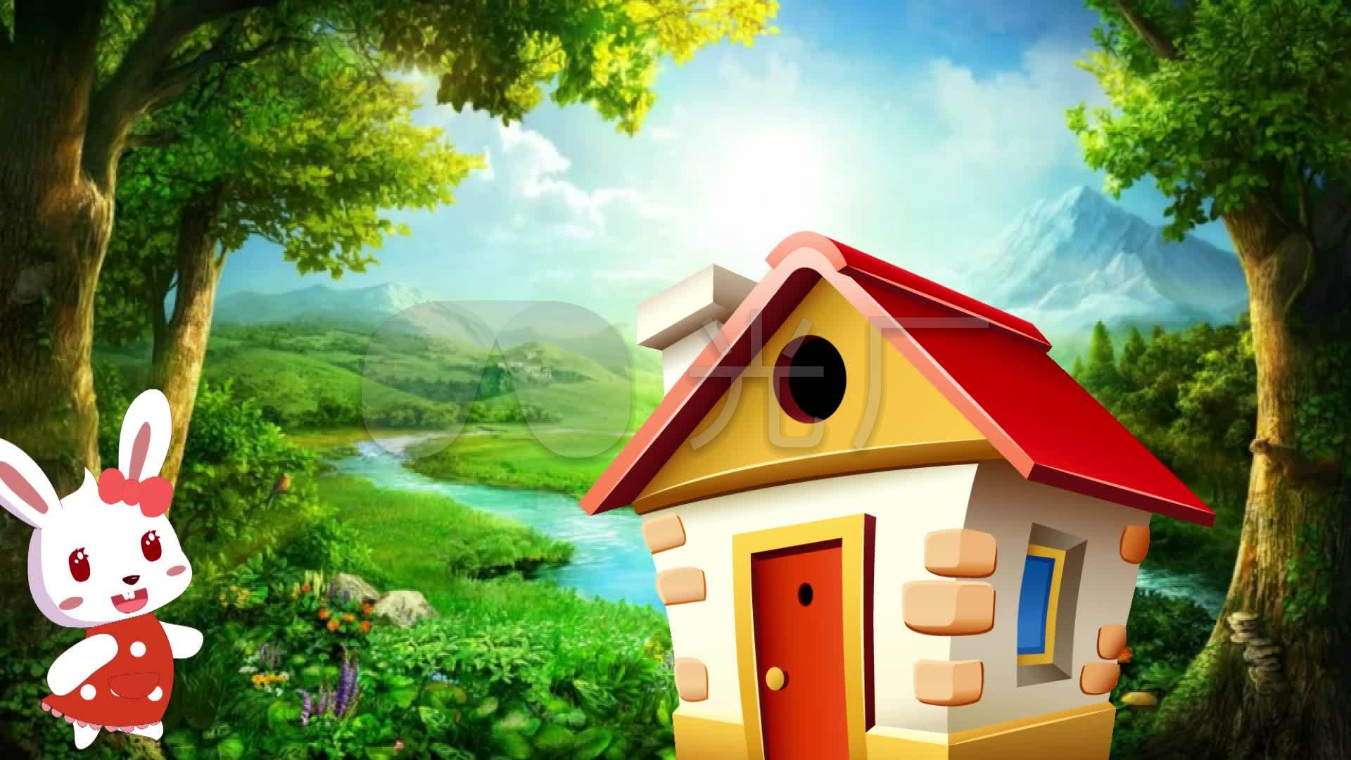 小兔子乖乖小房子卡通动画舞蹈背景_1920x1080_高清