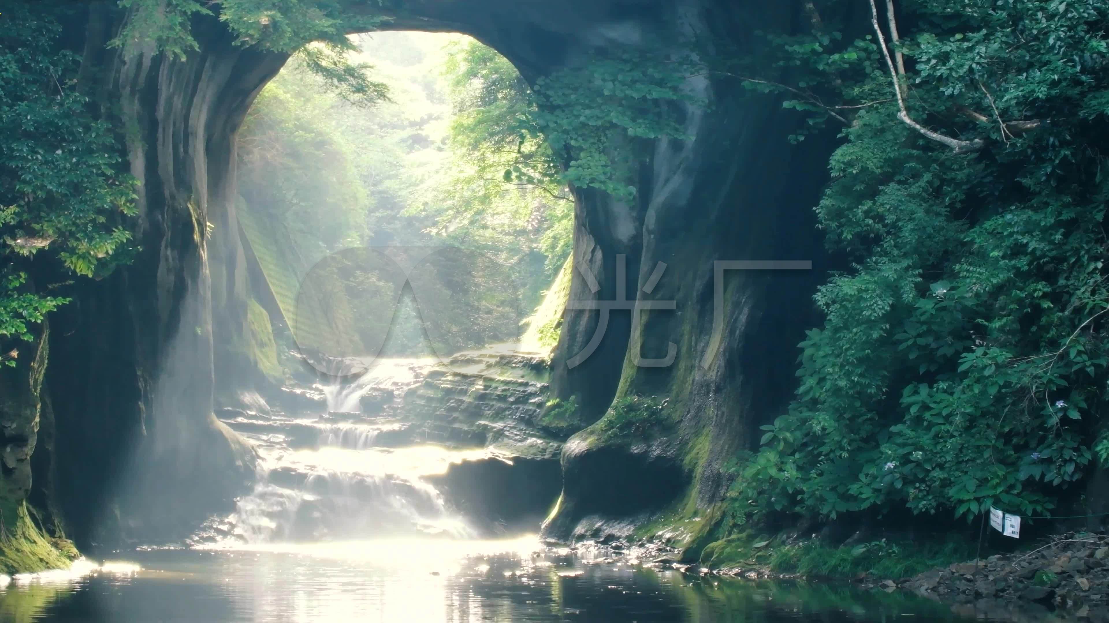 4k山洞水洞溪流流水水潭_3840x2160_高清视频素材下载