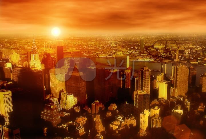 场景背景 城市早上太阳升起霞光  来自视频原始文件或预览原始文件的1