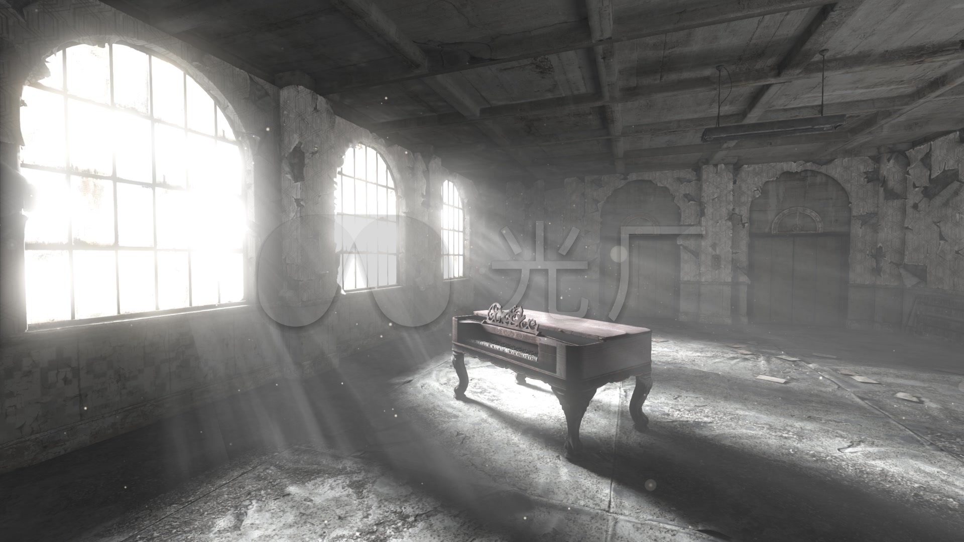 破旧的房间落满灰尘的钢琴记忆的点滴