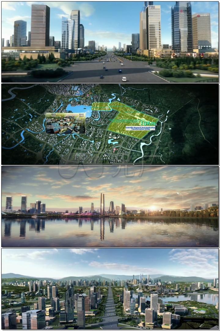 3k建筑动画城市科技新城区未来规划