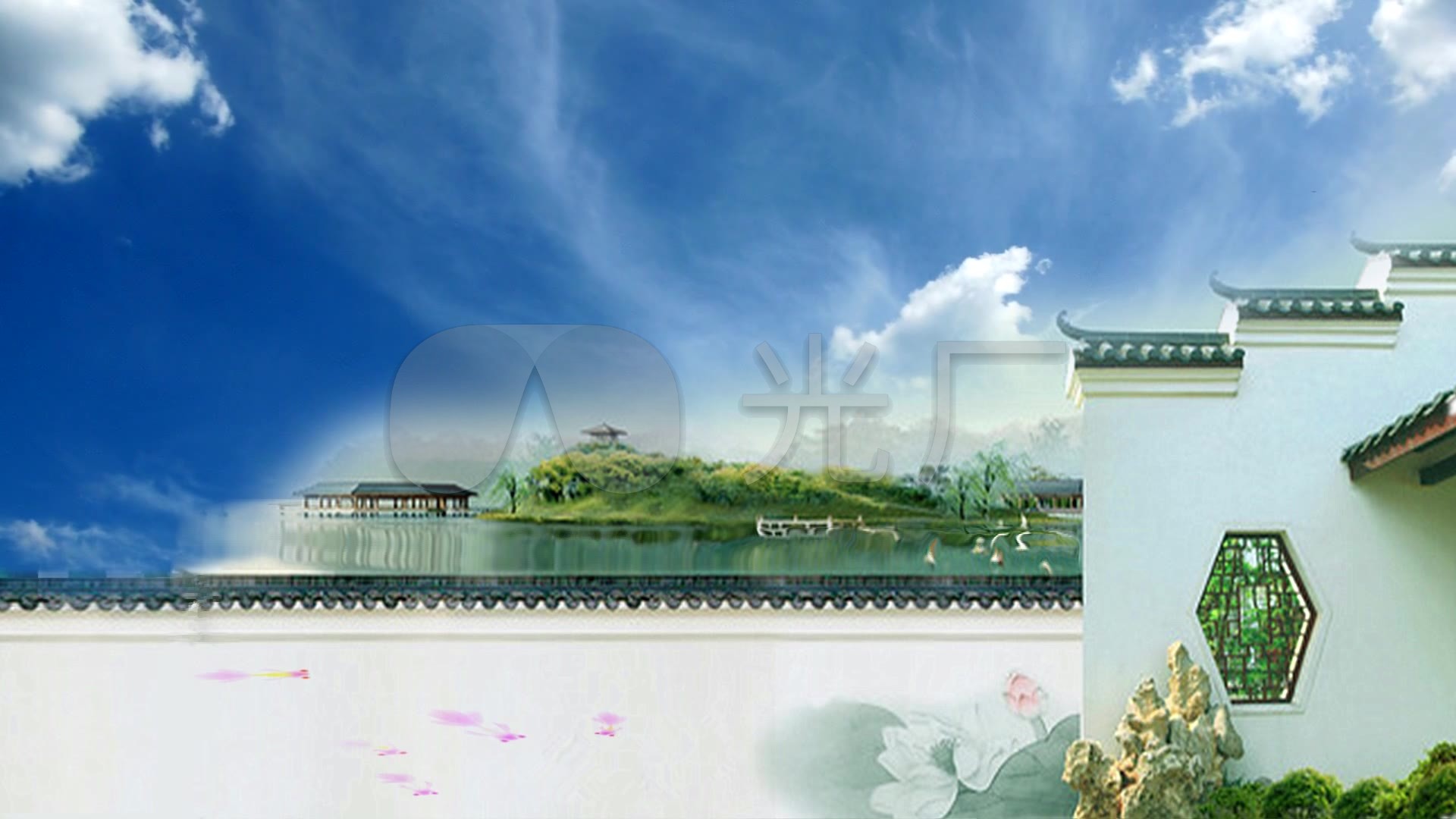 马头墙徽派建筑唯美通用背景