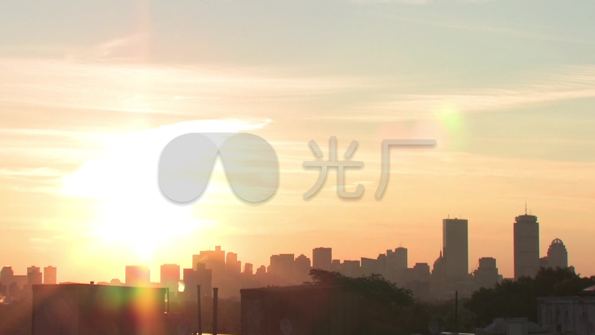 日出城市早晨城市日出城市清晨阳光_1920x1080_高清视频素材下载(编号