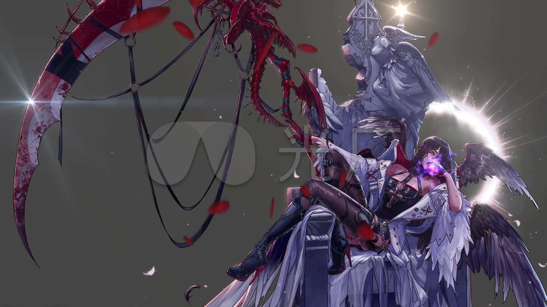 1920X1080壁纸暗黑,暗黑系壁纸1920x1080 堕落天使黑天使死神镰刀黑暗恐怖_1920x1080_高清视频
