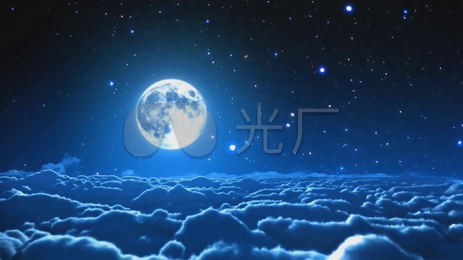hd云层之上云海月亮明月夜空_1920x1080_高清视频素材
