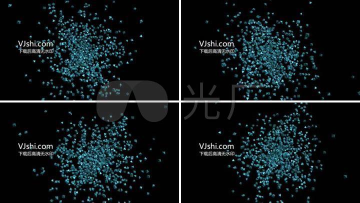 酷炫三维空间蓝色小颗粒排布场景旋转视觉蓝色粒子背景蓝色粒子效果