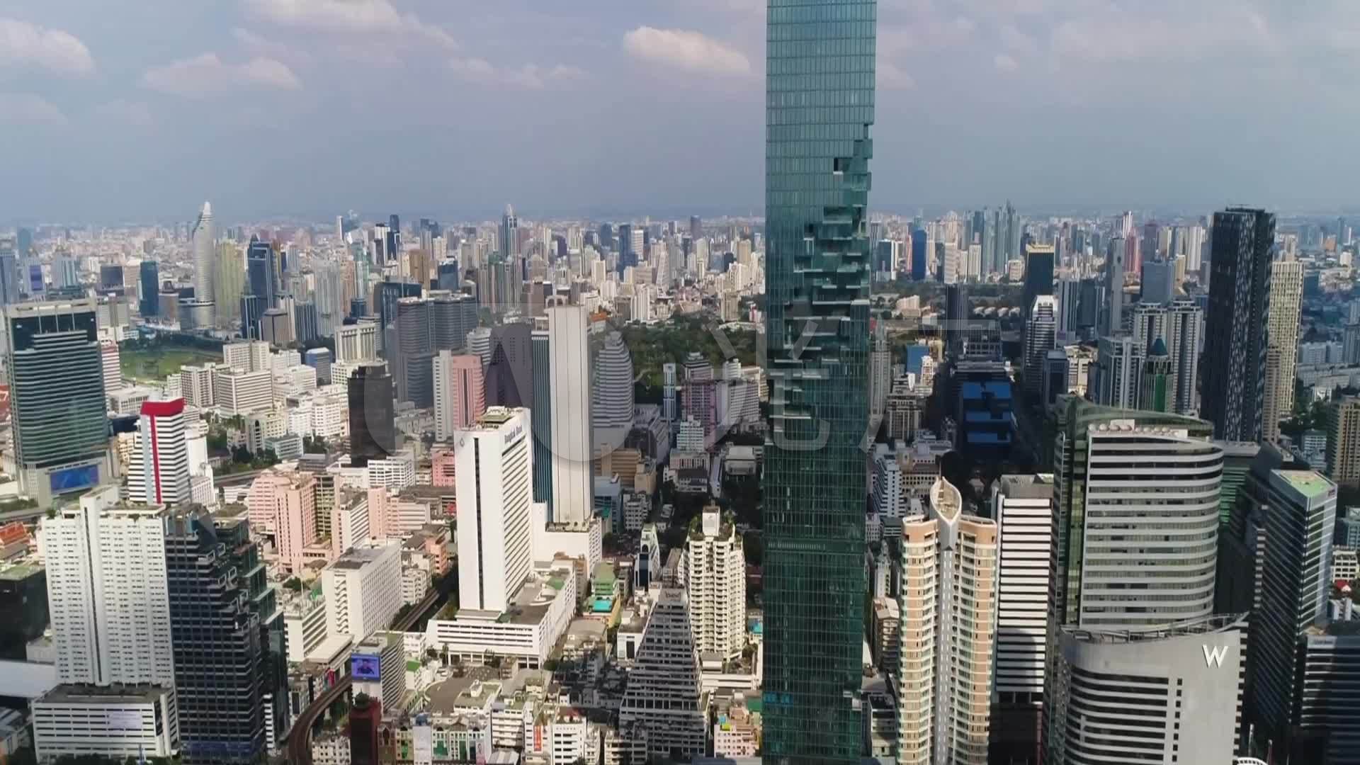 航拍泰国曼谷楼宇大厦建筑街道车流8452_1920x1080