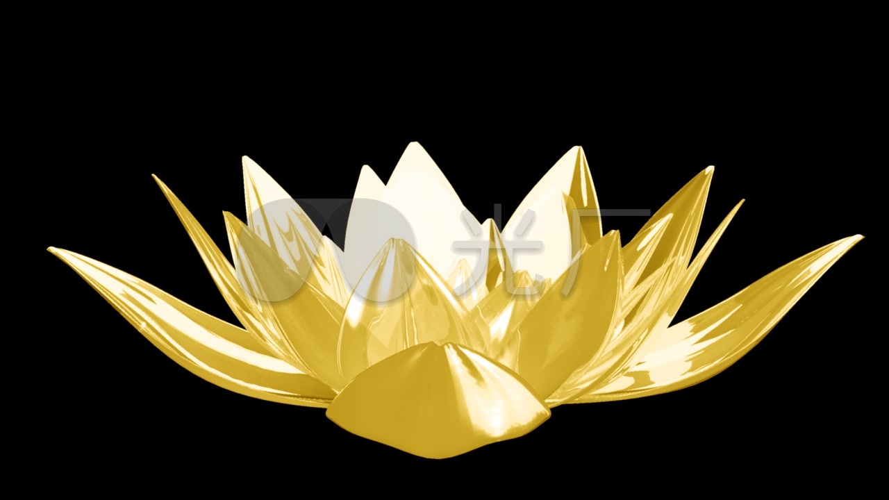[循环]金色水晶莲花(带通道)_1280x720_高清视频素材