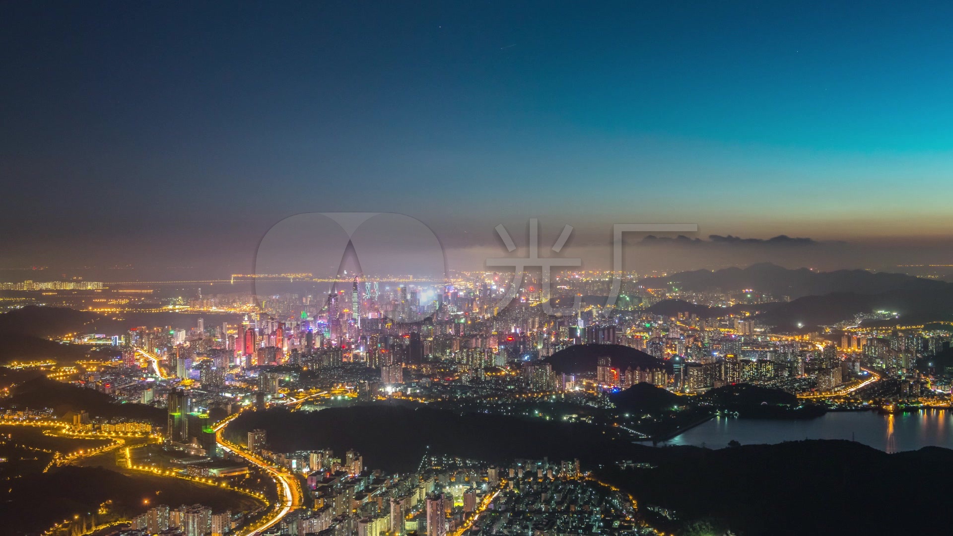 深圳全景延时-深圳黄昏转夜景-梧桐山_1920x1080_高清
