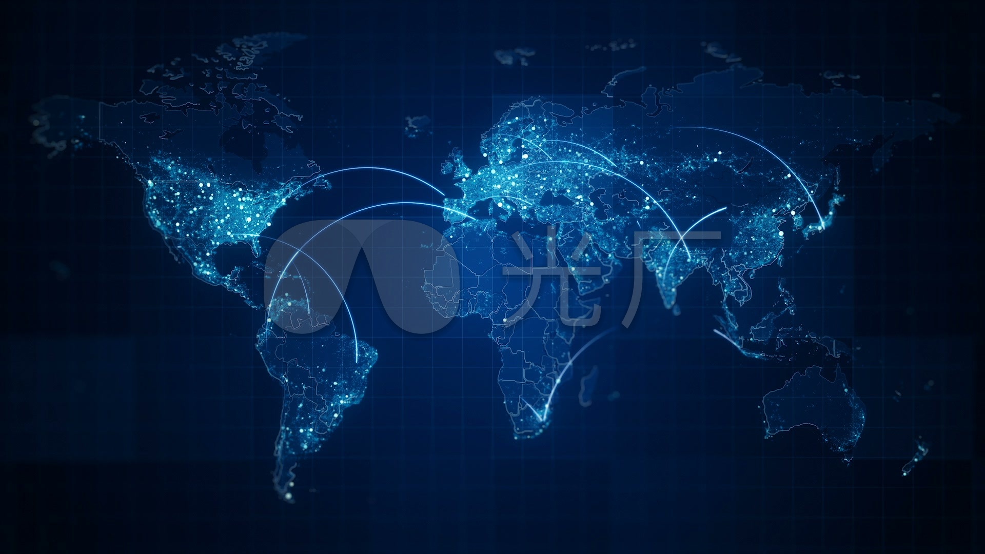 视频素材 影视包装 合成背景 高科技世界地图连线视频素材  来自视频