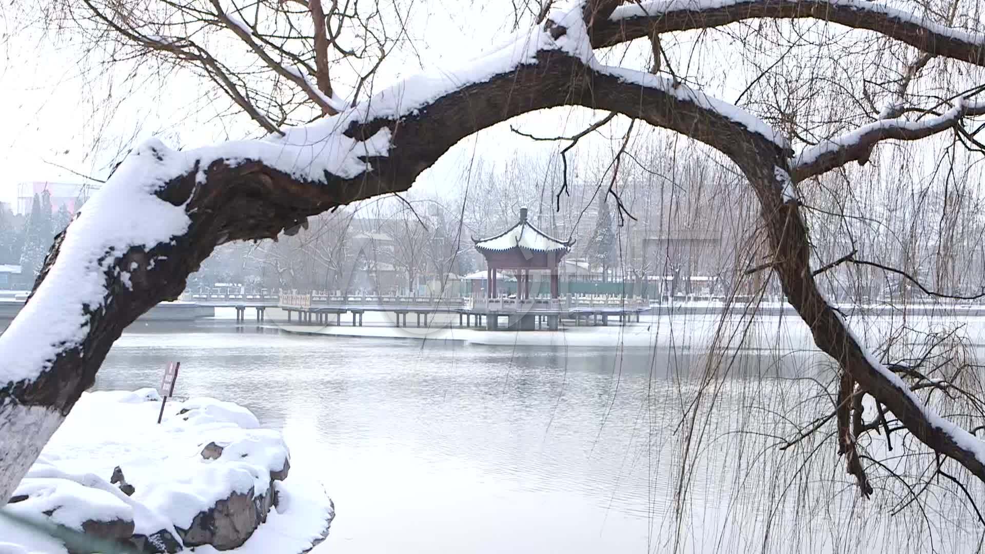 视频素材 实拍视频 自然风景 雪景9雪中情凉亭小河积雪雪景  来自视频