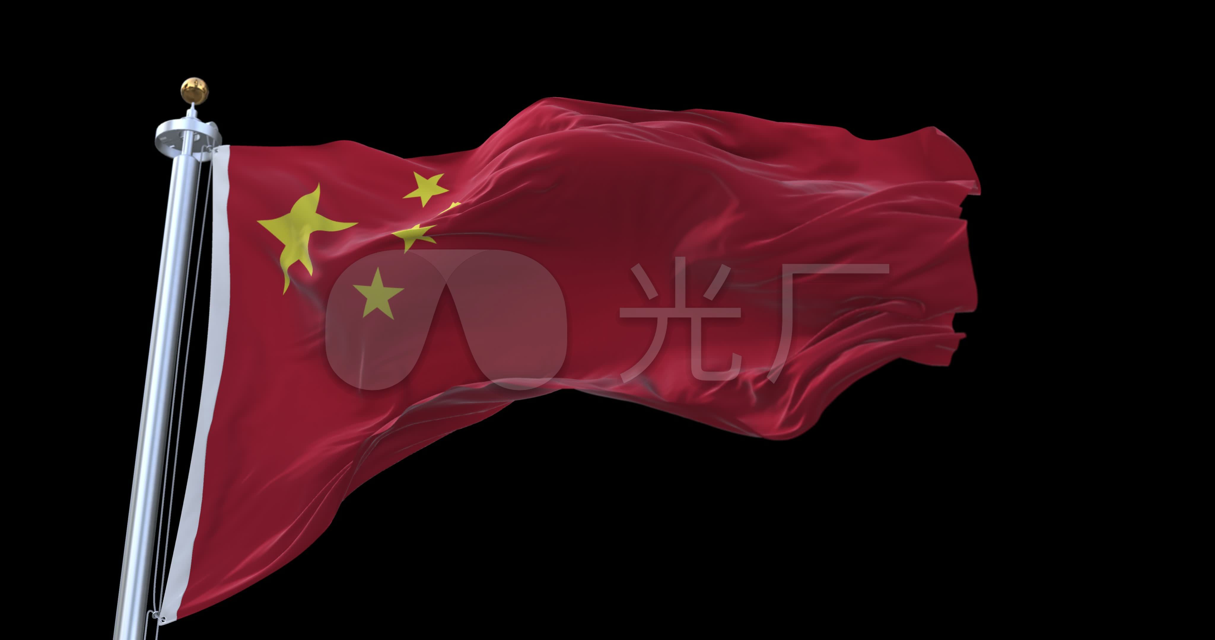 4k五星红旗-国旗-黑背景背景素材