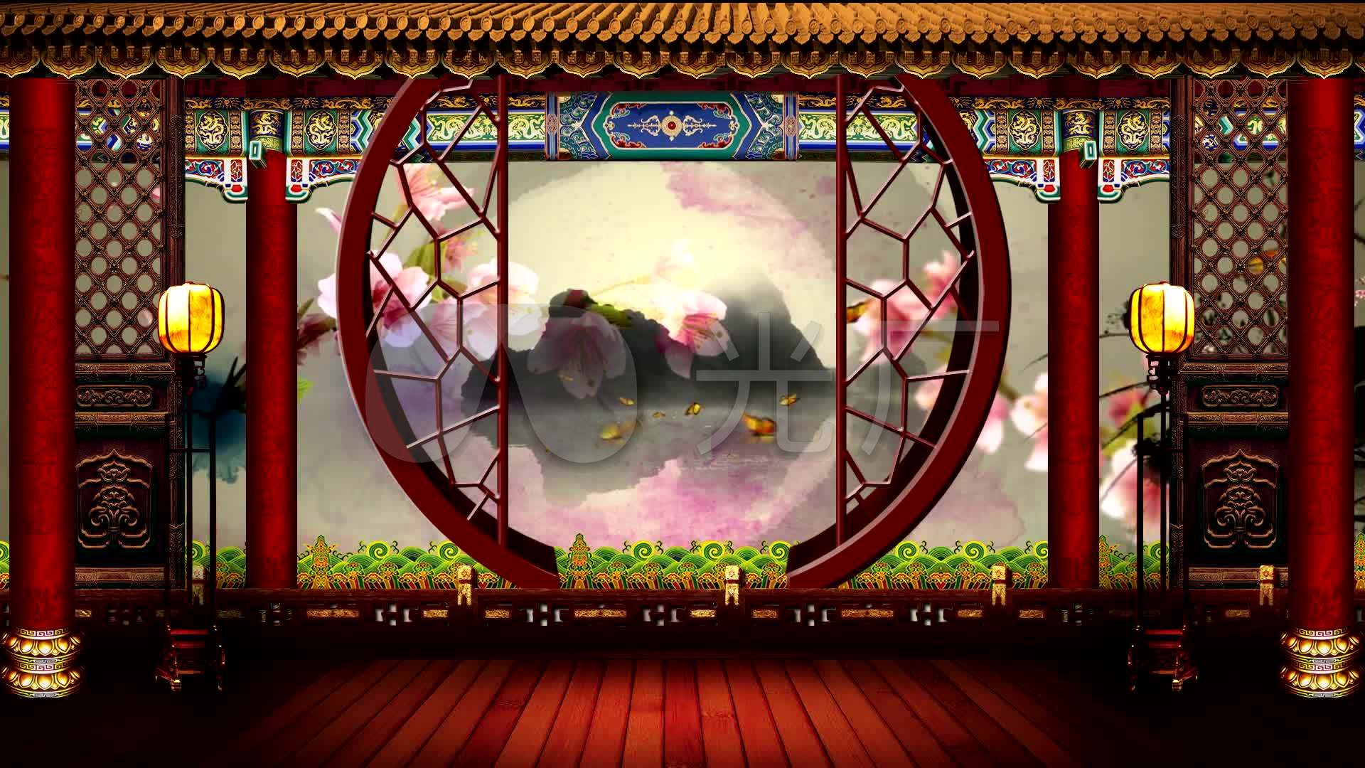 视频素材 舞台背景 中国风背景 戏曲舞台led背景 来自视频原始文件或