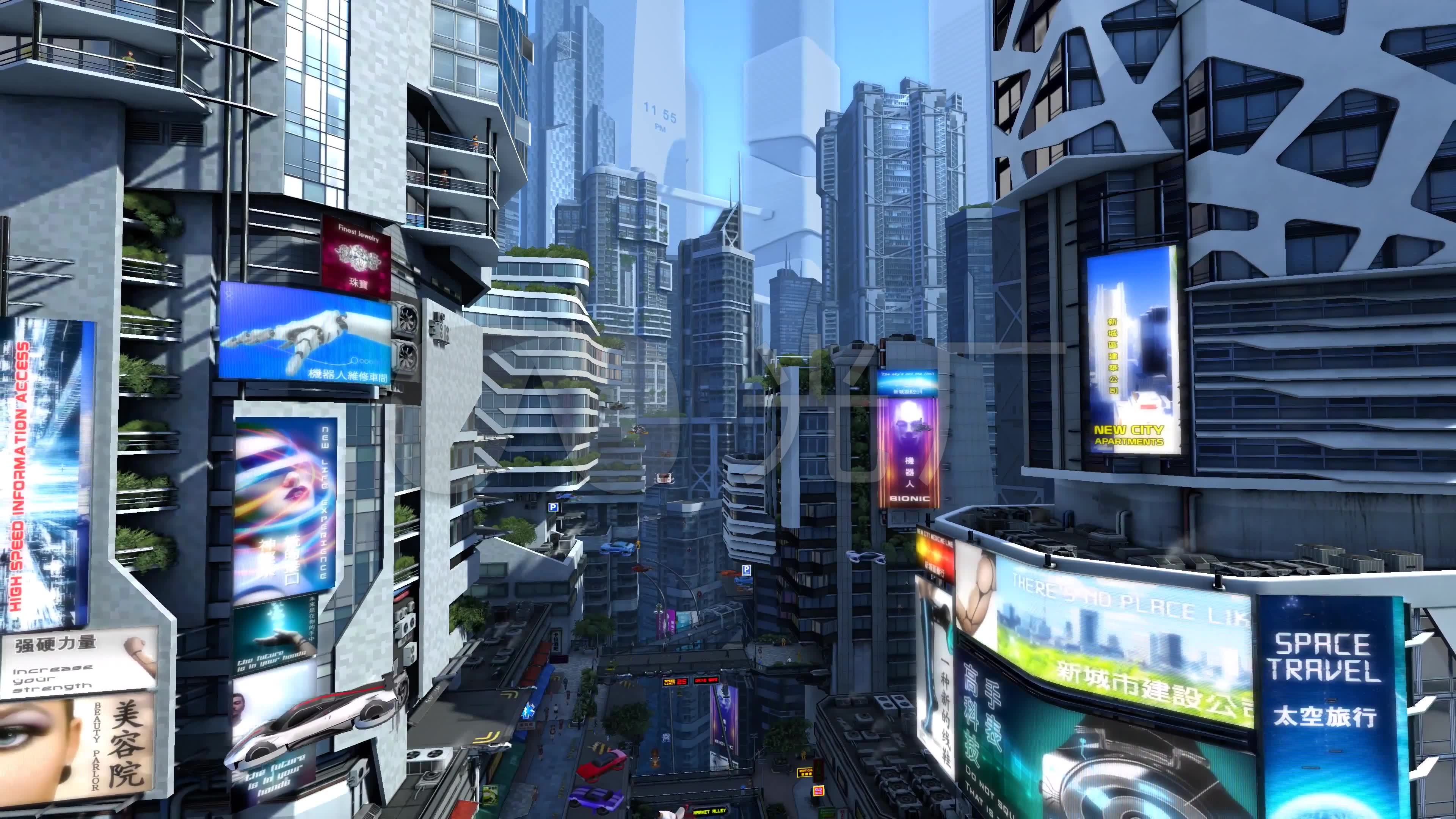 4k未来天空之城立体交通_3840x2160_高清视频素材下载(编号:1115594)