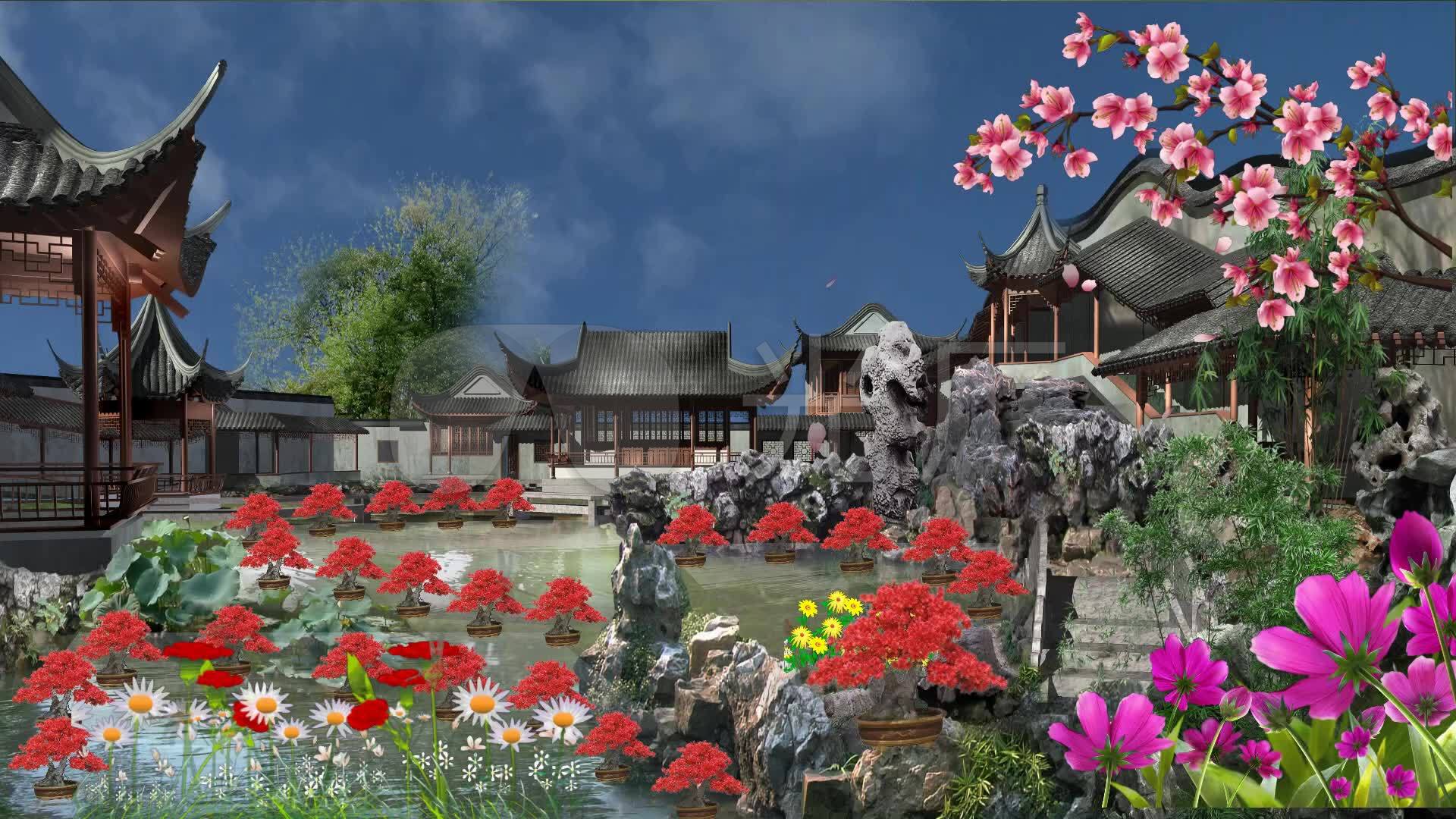 古代后花园古典花园御花园_1920x1080_高清视频素材