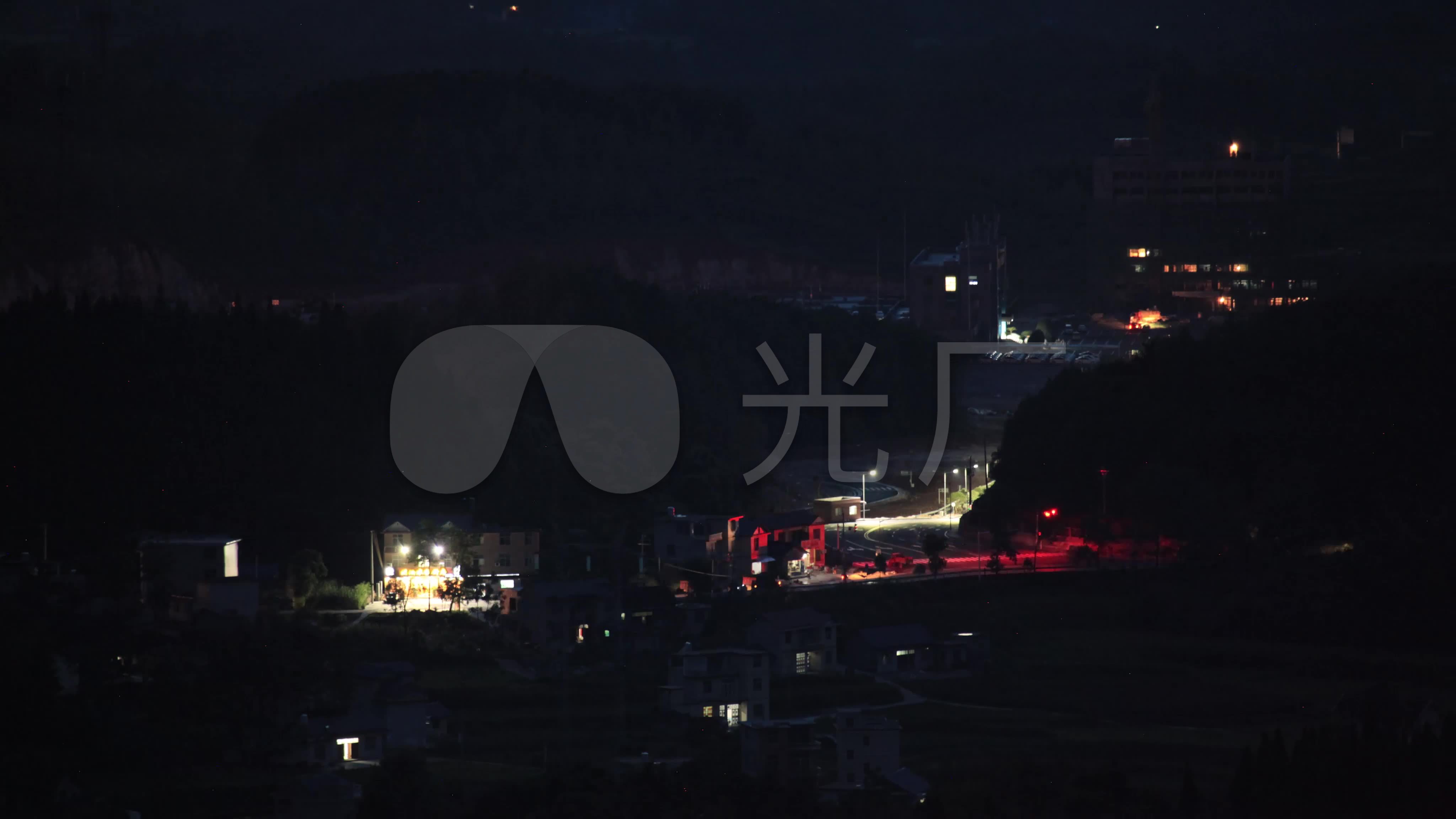 山区农村建设夜景延时1_4096x2304_高清视频素材下载