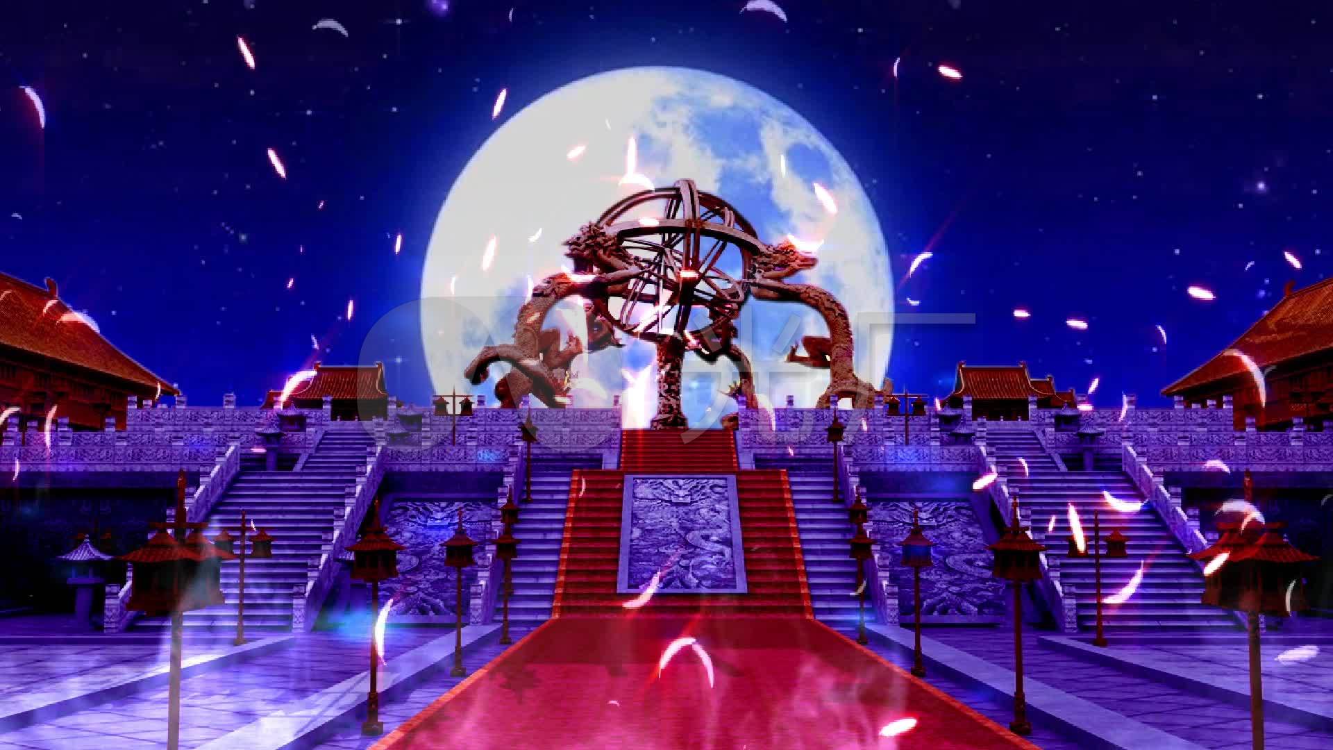 唯美梦幻月色羽毛纷飞古代皇宫祭祀