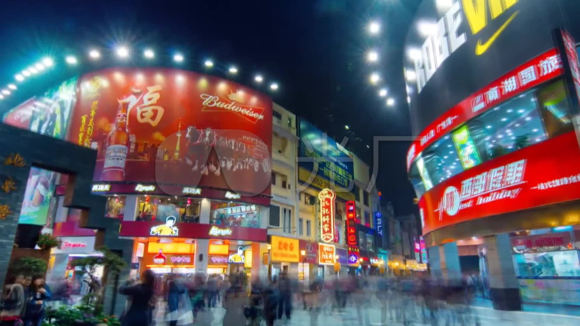 广州商业街夜景人群延时摄影_1920x1080_高清视频素材