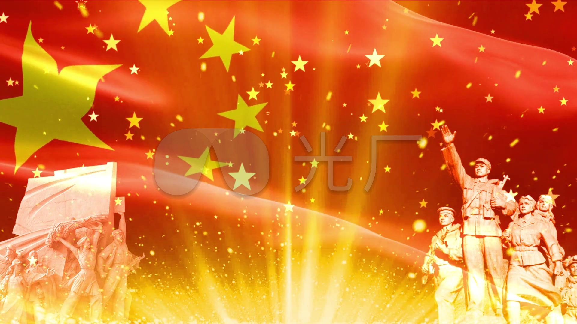 视频素材 舞台背景 配乐歌舞 红旗飘飘革命红歌配乐成品  来自视频
